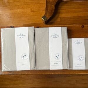 The Company Store Percale King Sheet Set & STANDARD Size Pillowcases Gray Smoke